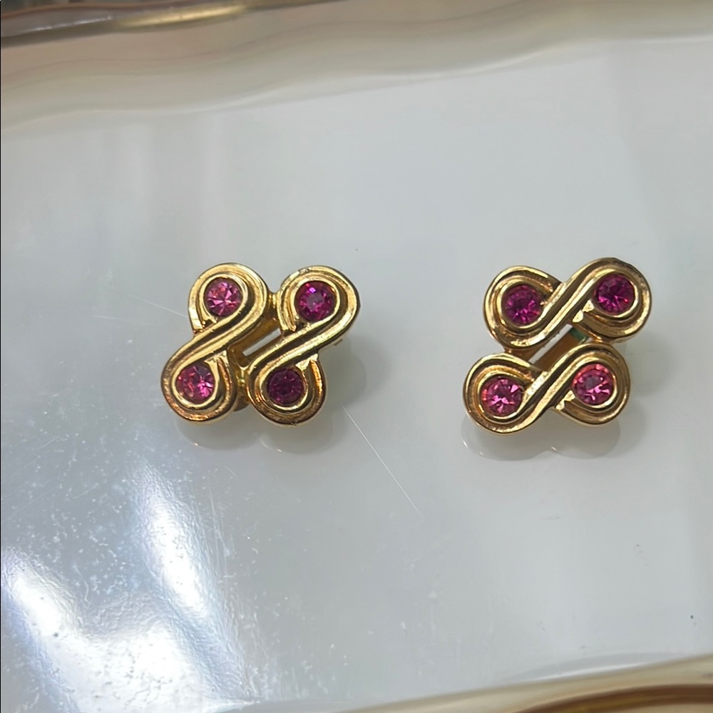 Swarovski Elegant Gold and Pink Earrings
